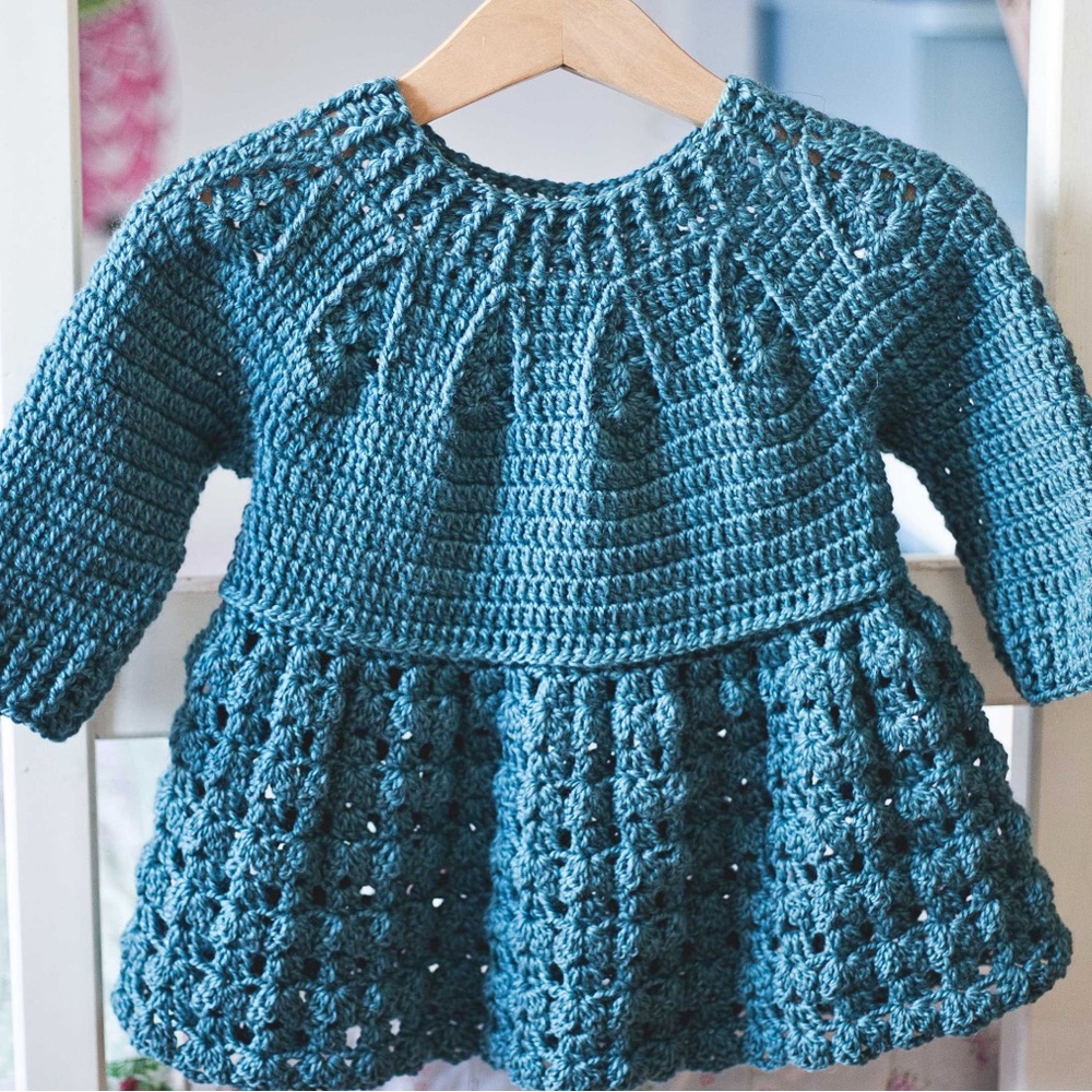 Handmade Teal Crochet Baby Dress